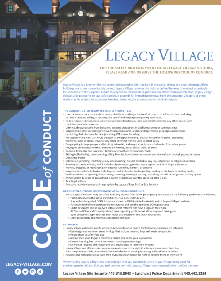 Legacy Village Code of Conduct Poster